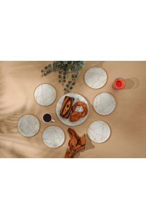 Marble Pattern White Cake Plate MARBLE WHITE CAKE - GÜRCÜGLASS