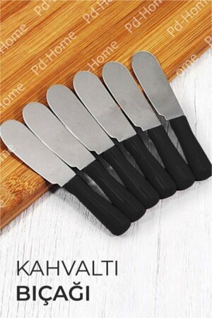Marble Patterned Breakfast Knife 6 Pieces Plastic Handle Mixed Color - Baroness