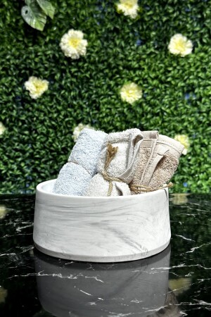 Marble Patterned Effect Concrete Towel Holder Bathroom Toilet Wc Accessories Set BM-199 - betonmall
