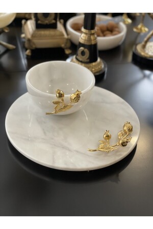 Marble Presentation Rack with Gold Pomegranate Accessories Elg80 - BGM ELEGANT DESİGN