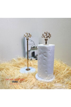 Marble Roll Paper Towel Holder - Gold Coral Object - Napkin Organizer - - Decors By Stone Since 2020