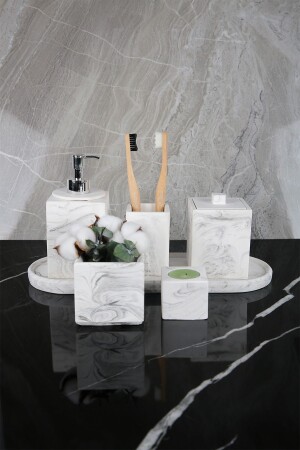 Marble Series Artificial Flower Bathroom Set BM-153 - betonmall