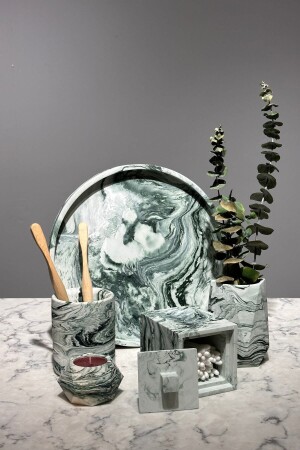 Marble Series Marble Look Concrete Green Bathroom Set BM-155 - betonmall