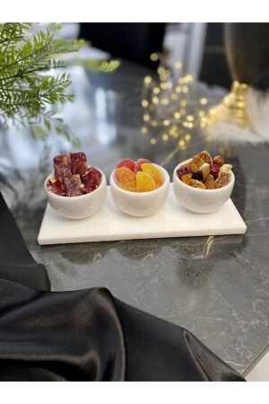 Marble Serving Set Real Marble Bowls for Snacks and Breakfast Decorative Presentation Tray E65b - Elysian