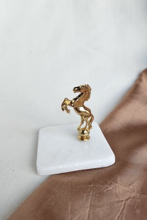 Marble Turkish Delight Bowl with Horse Figure - Gold Color LOKUM-AT - ioadesign
