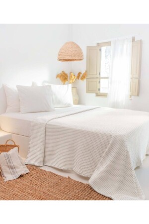Mare 100 % Baumwolle Beige Waffle Pike Double 230x245 7501a 7500A - Koza Home