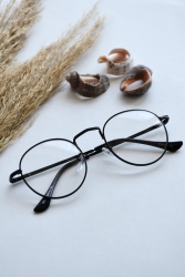 Maria Unisex Oval Yuvarlak Siyah Mavi Işık Korumalı Blue Block Yeni Sezon Vintage Retro Gözlüğü lookupnewmaria - LOOKUP NEW