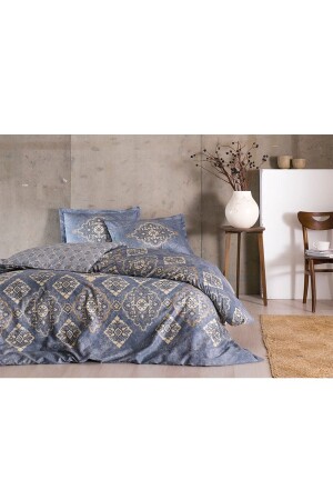 Marilla Navy Blue Double Cotton Satin Duvet Cover Set 740-60277570 - Taç