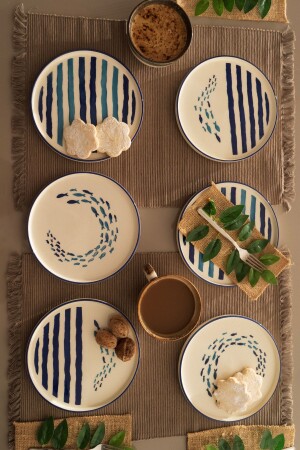 Marin 6’li Özel Tasarım Hand Made Stackable Pasta Tabağı Seti - Kevin Seramik