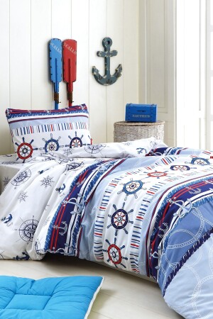 Marina Cotton Ranforce Single Duvet Cover Set MARİNAMHC - SENLİFE