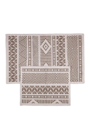 Marina Natural Cotton Bath Mat Set of 2 60x100 50x60 Cm - Beige Marina01 - Bluenity