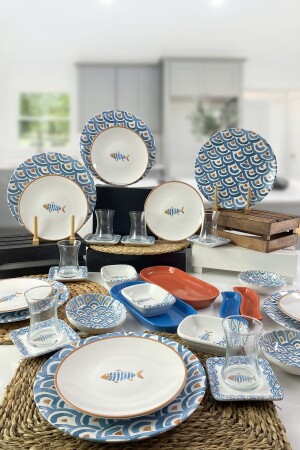 Marine 34 Piece Breakfast Set for 6 Persons KMAR001 - Keramika