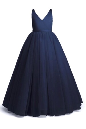 Marineblaues Geburtstagskleid für Mädchen, Cross-Longmodel - miço kids