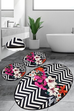 Marken Djt Set of 3 Bathroom Rug Mat Non-Slip Base Washable Toilet Bowl Set 8682125970721 - Chilai Home