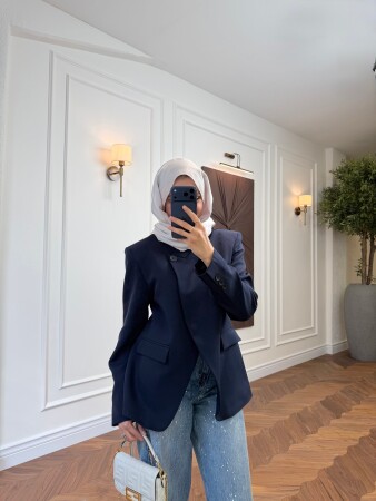 Marla One-Button Blazer - Navy Blue - Duendeca