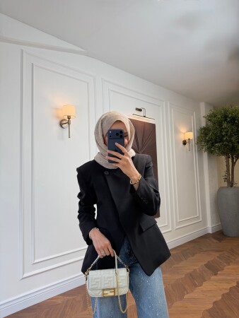 Marla Tek Düğmeli Blazer - Siyah - Duendeca