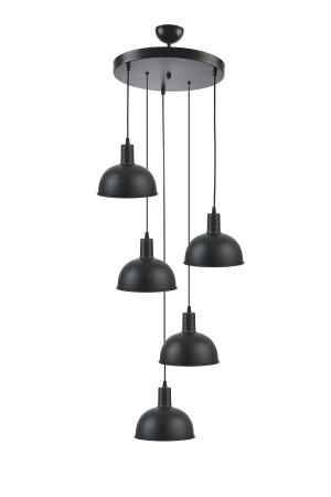 Marley Modern Design Metal Cafe Kitchen Living Room Black Color Pendant Lamp 5 Piece Chandelier MRLL9 - Modavize