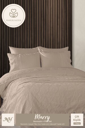 Marry Dantelli Çift Kişilik Nevresim - Pike 7 Parça Set NPT-NPS-R-244 - Nazik Home