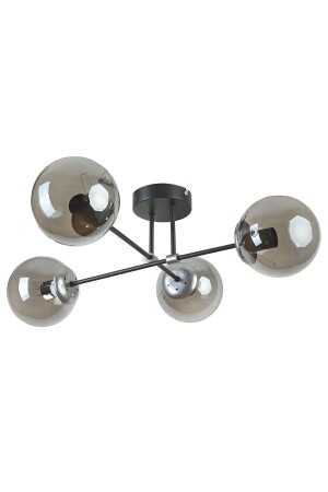 Marry Modern Design Cafe Kitchen Living Room Black Color Silver Detailed Smoked Glass 4-Piece Chandelier MRY56 - Modavize