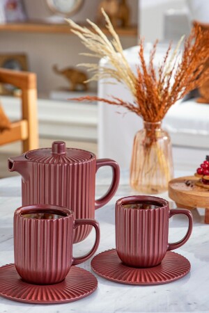 Martinez Ceramic Teapot Set 1000 Ml + 300 Ml Claret Red 10033033 - English Home