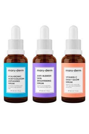 Maruderm 3-Piece Opportunity Serum Set - Blemish Serum, Hyaluronic Acid Serum, Vitamin C Serum 8682397028888 - Maru.Derm