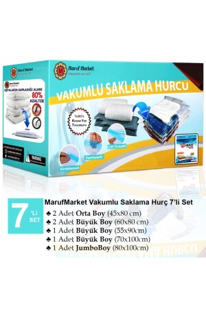 Marufmarket 7-Piece Vacuum Storage Bag Set-4 (pillow - Dress - Blanket-duvet Hurcu) Vakumhurcu - Ülbag