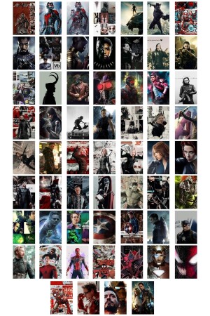 Marvel Duvar Posteri Kolaj Seti- Avengers Film Sahneleri - 60 Adet - Arkası Yapışkanlı - Kutulu Set - Postifull