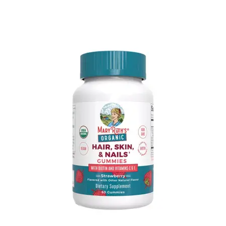 MaryRuth's Organic Hair, Skin, & Nails Gummies (60 Gummies, Strawberry) - MaryRuth's
