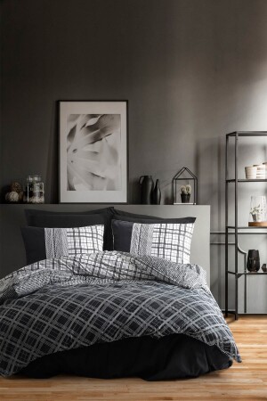 Masculine Single Duvet Cover Set Carlos Black 8680108053072 - Cotton Box