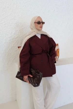 Massi Model Oversize Trenchcoat Burgund - Nuuwears