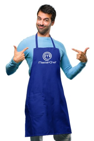 Master Chef Printed Saks Blue Kitchen Apron -unisex- Hanging Podye ACRMSTRONLUK - ACR Giyim