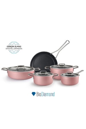 Mastermaid Biodiamond 9 Piece Cookware Set Pink 153. 03. 08. 2887-1 - Karaca