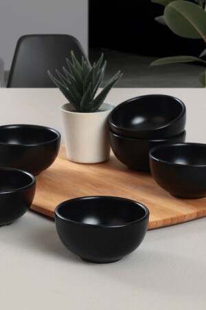(MNZ-Matte Black Cloud Snack / Sauce Bowl) 8 سم 6 قطع - Keramika