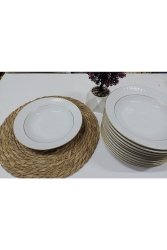 Mat Yaldızlı 19 Cm Çukur Yemek Tabağı 6 Adet SF01 - Güral Porselen