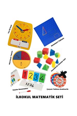 Mathematik-Set Grundschule - Uhr - Geometrietafel - Geometrische Objekte - Bruch - Einmaleins - Ziffern 2022-03 - Okhool