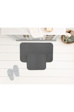 Mathilda 2-teilige Badematte – Anthrazit – 50 x 80 cm - Madame Coco