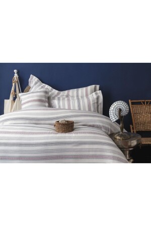 Matin Red 50% Cotton 50% Bamboo Yarn Dyed King Size Duvet Cover Set ISS-MAM-621771 - İssimo Home