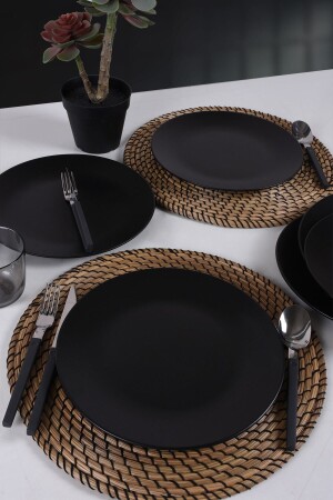Matte Black Aegean Serving Plate 25 Cm 6 Pieces ST040106F956A000000MAS3T00 - Keramika