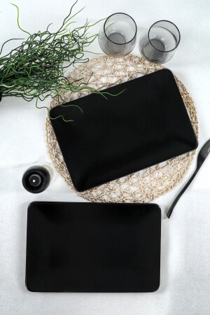 Matte Black Boat Plate 31x21 Cm 2 Pieces ST032202F956A000000MAKRS00 - Keramika