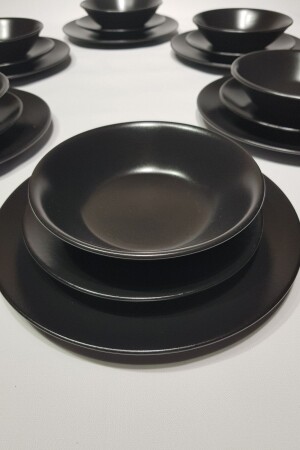 Matte Black Dinner Set for 6 Persons 18 Pieces ymk04 - GULHANILE