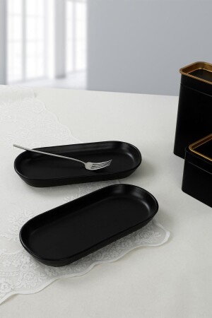 Matte Black Noyan Boat Plate 28 Cm 2 Pieces ST080202F956A000000MAKYK00 - Keramika