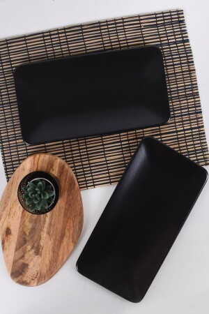 Matte Black Siera Boat Plate 33 Cm 2 Pieces - Keramika