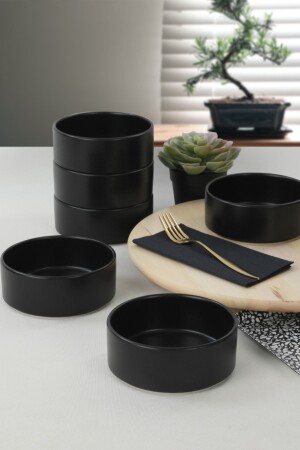Matte Black Stackable Soup Bowl 14 Cm 6 Pieces ST038606F956A000000MAKA500 - Keramika