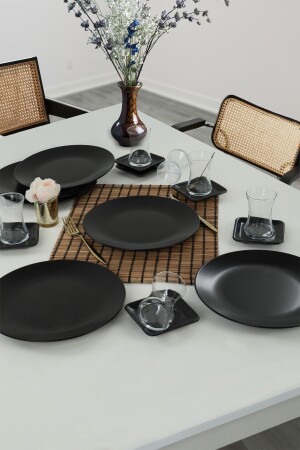 Matte Black Tea Set 18 Pieces for 6 People CEYIZPAKETIMATSIYAH0000018 - Keramika