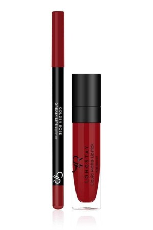 Matte Lip Kit – Scarlet Red – Flüssiger, matter Lippenstift und Lippenstift - Golden Rose