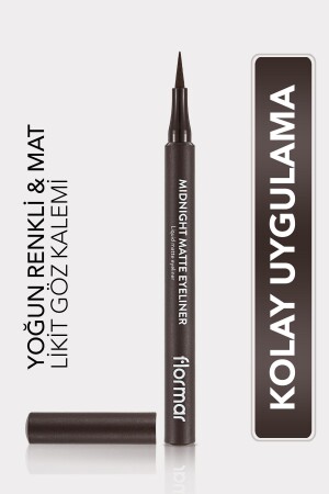 Matte Liquid Pencil Eyeliner (BRAUN) - Midnight Matte Eyeliner - 002 Brown - 8690604641659 - Flormar