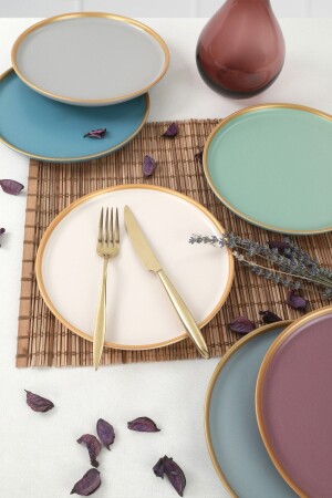 Matte Rainbow Gold Mesh Nordic Cake Plate 22 cm 6 Pieces ST039206FX92A841700MAEF400 - Keramika
