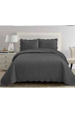 Matte Satin Bedspread Set Anthracite * Satin Bedspread - Gençev Home Collections
