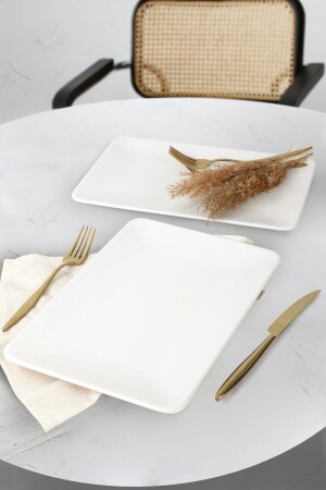 Matte White Boat Plate 33x21 Cm 2 Pieces - Keramika