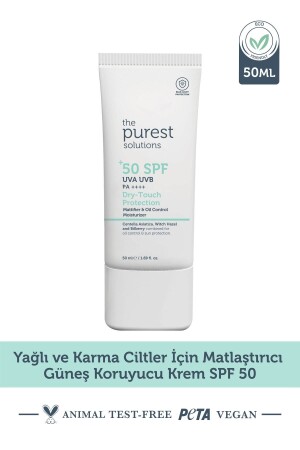 Mattierende Sonnenschutzcreme LSF 50–50 ml für fettige Haut und Mischhaut. - The Purest Solutions